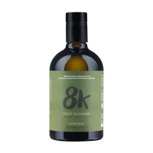 8K Premium Koroneiki organic olive oil bottle front view