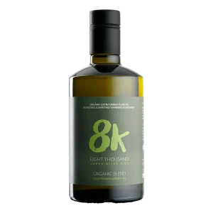 8K Blend Premium βιολογικό ελαιόλαδο μπουκάλι μπροστινή όψη
