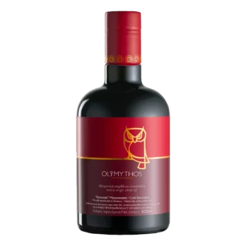 Olymythos Koroneiki extra virgin olive oil bottle 500 ml front view