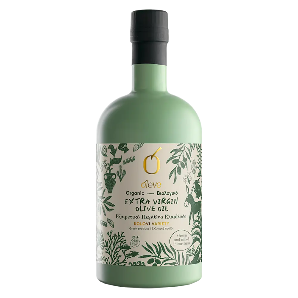 Oleve Kolovi Organic extra virgin olive oil bottle front view